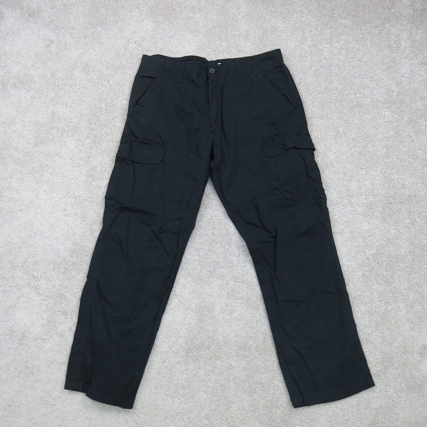 Wrangler Mens Pant Cargo Straight Leg Mid Rise Pockets Cotton Black Size W34XL30