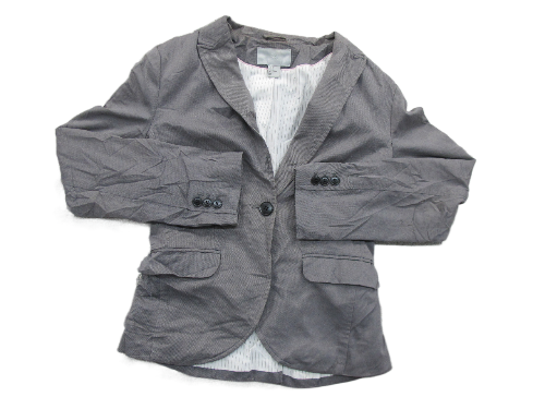 H&M Womens Blazer Coat Single Breasted Striped Long Sleeve Pockets Gray Size 8