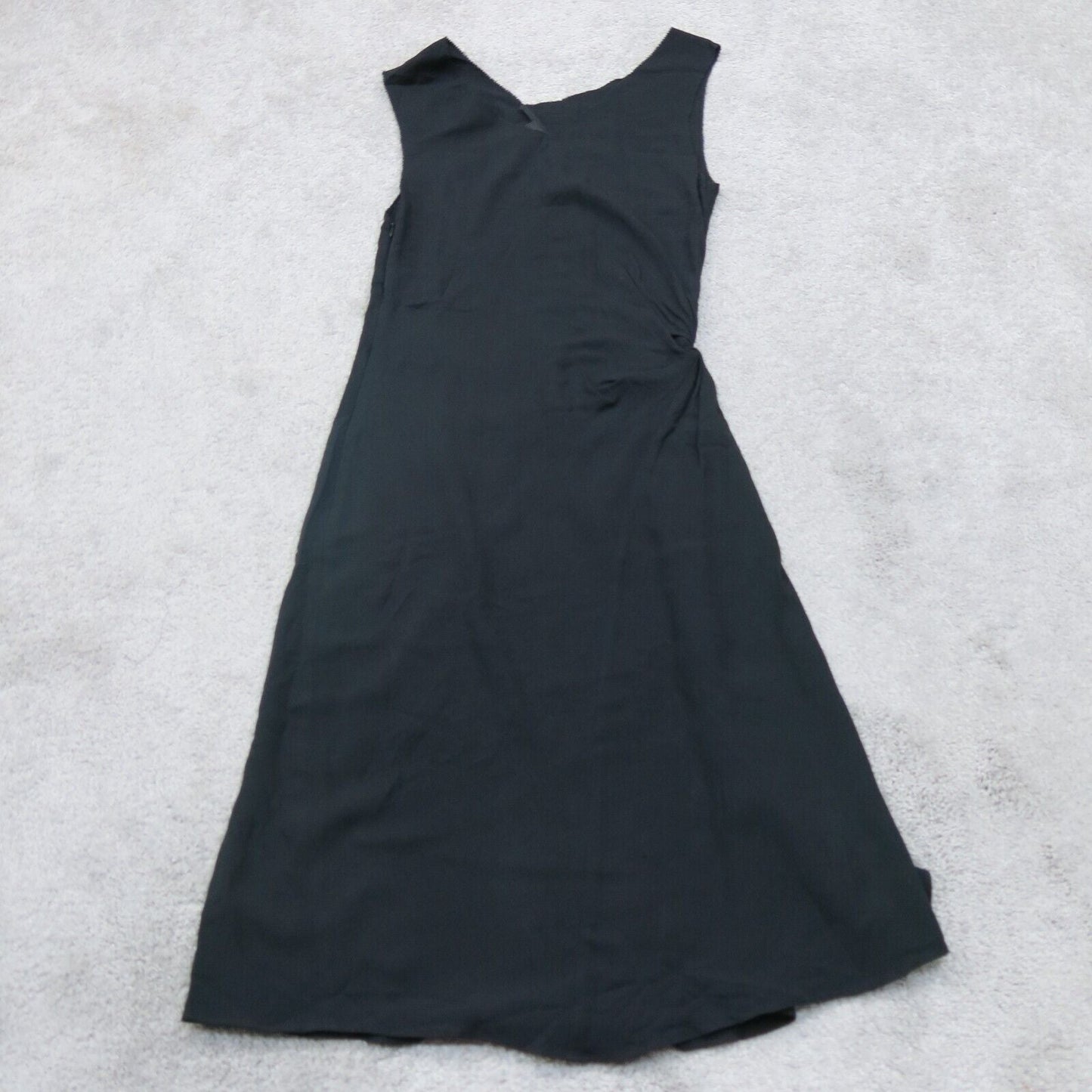 Vera Wang Womens A Line Midi Dress Sleeveless V Neck Front Knot Black Size 2