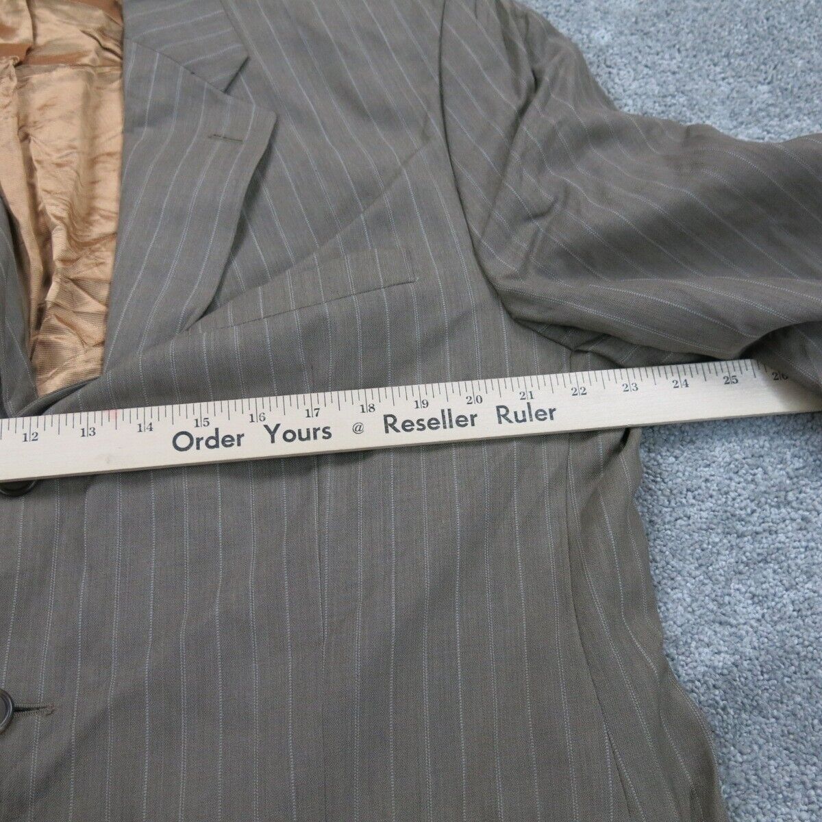 Ralph Lauren Mens Blazer Coat Striped Single Breasted Long Sleeve Clay Gray 42R