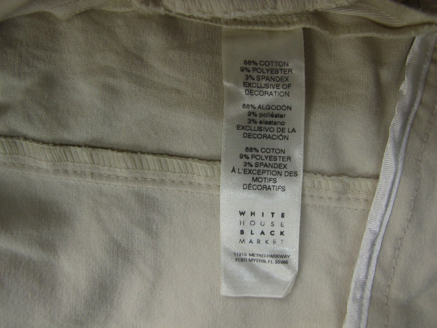 White House Black Market Womens Shirt Jacket Full Zip Up Pockets Ivory Size 8