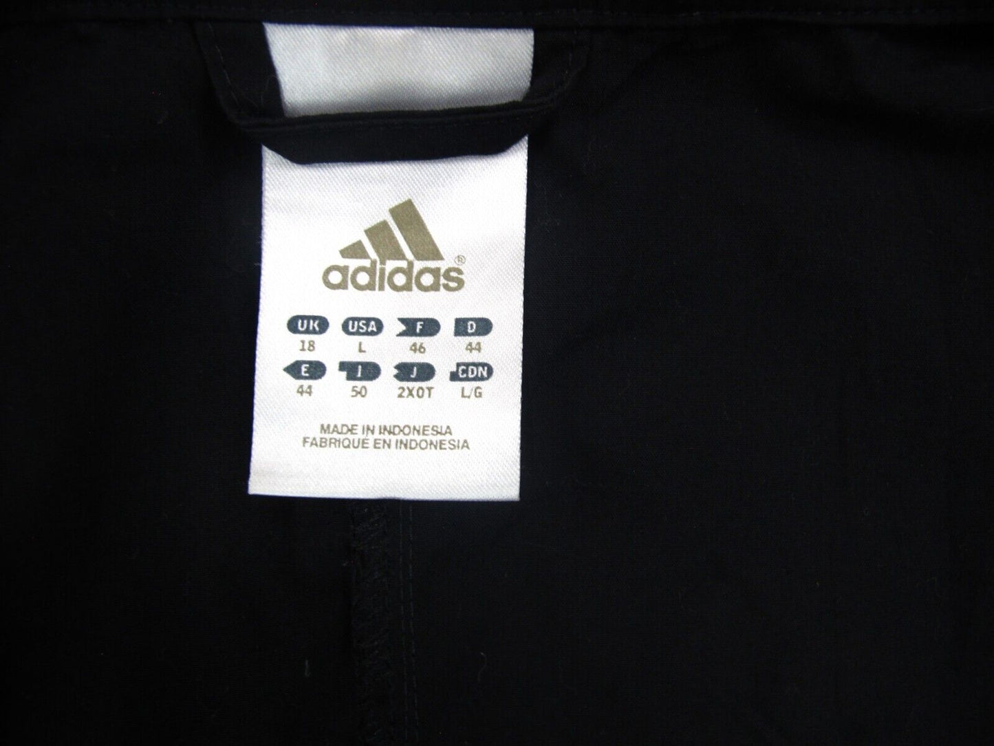 Adidas Womens Full Zip Up Basic Jacket Long Sleeves Pockets Black Size Large