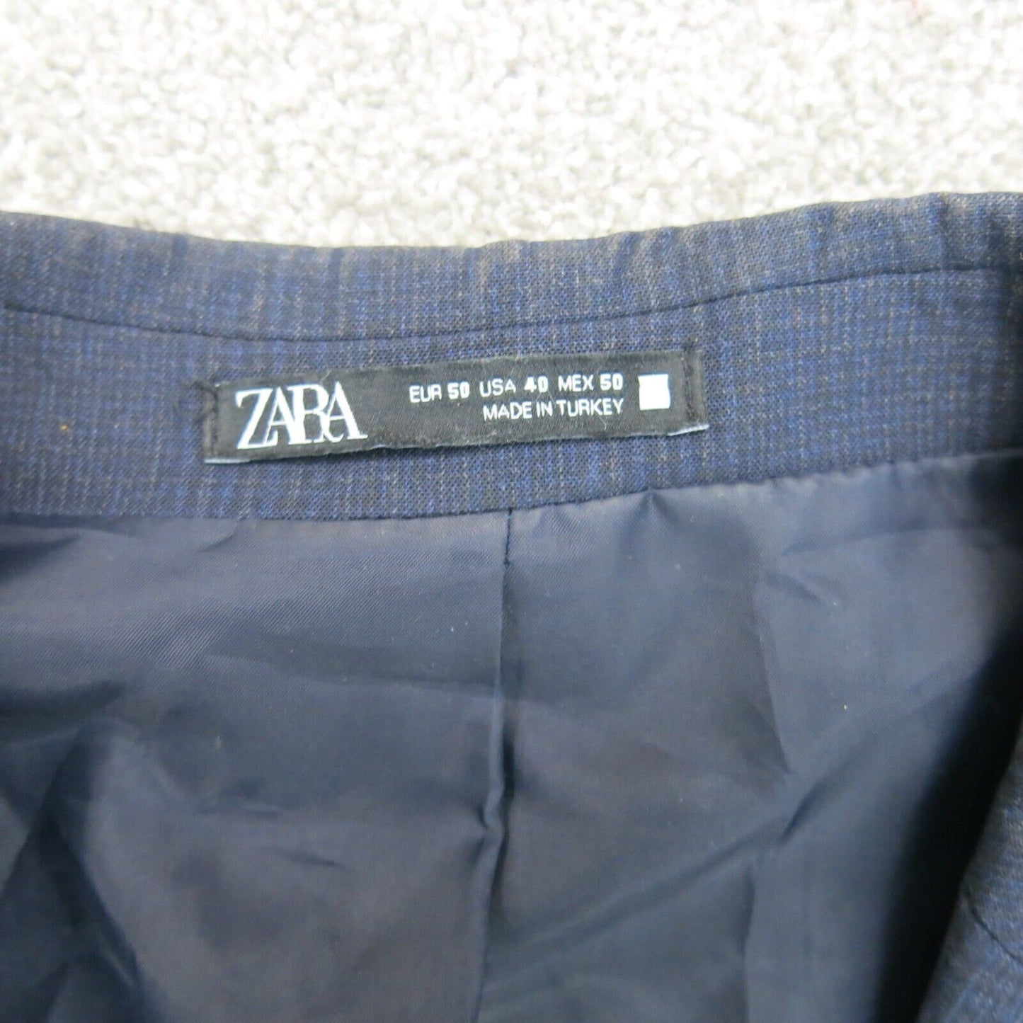 Zara Mens Blazer Coat Single Breasted Long Sleeves Pockets Navy Blue Size 40
