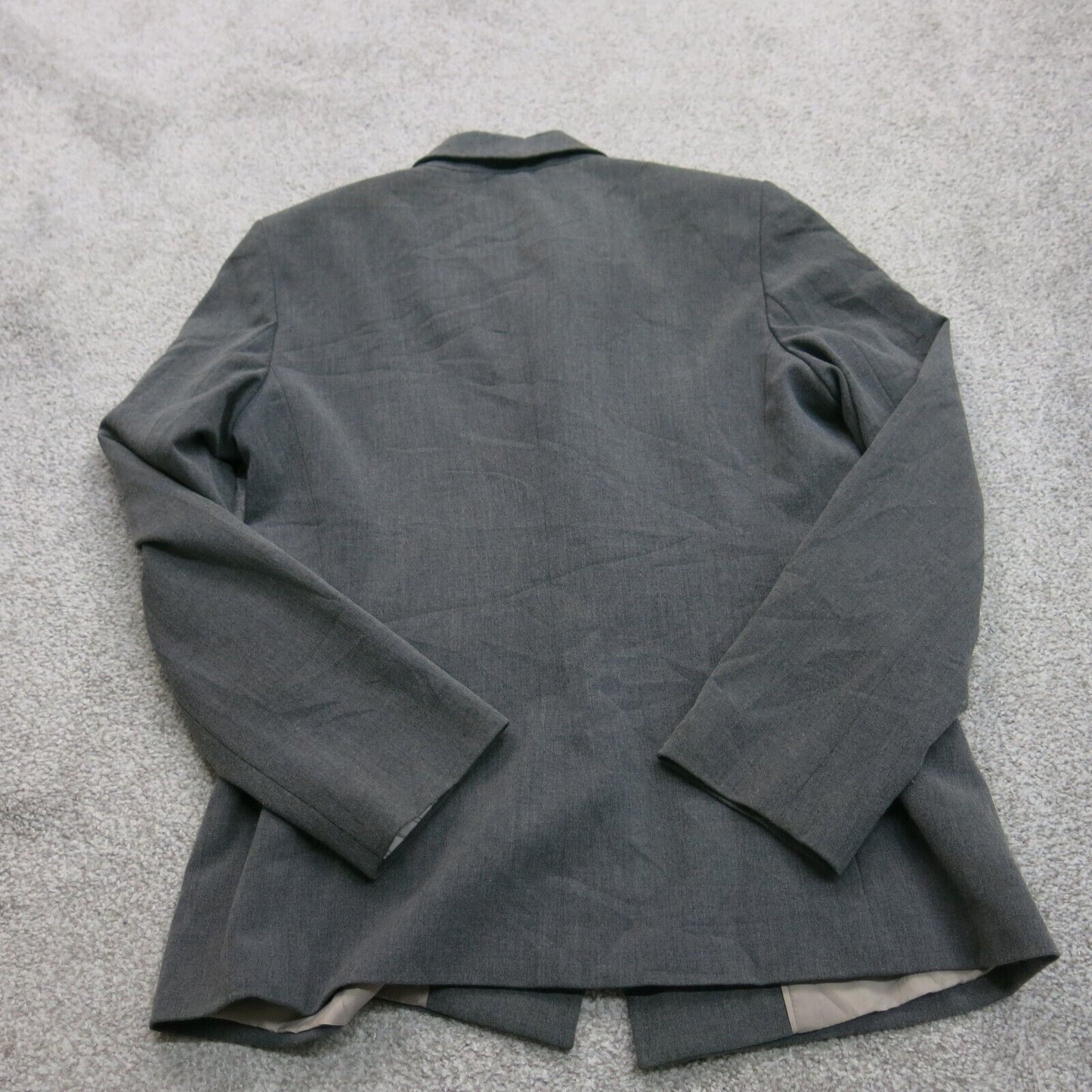 Calvin Klein Womens Blazer Coat Single Breasted Long Sleeves Dark Gray Size 8