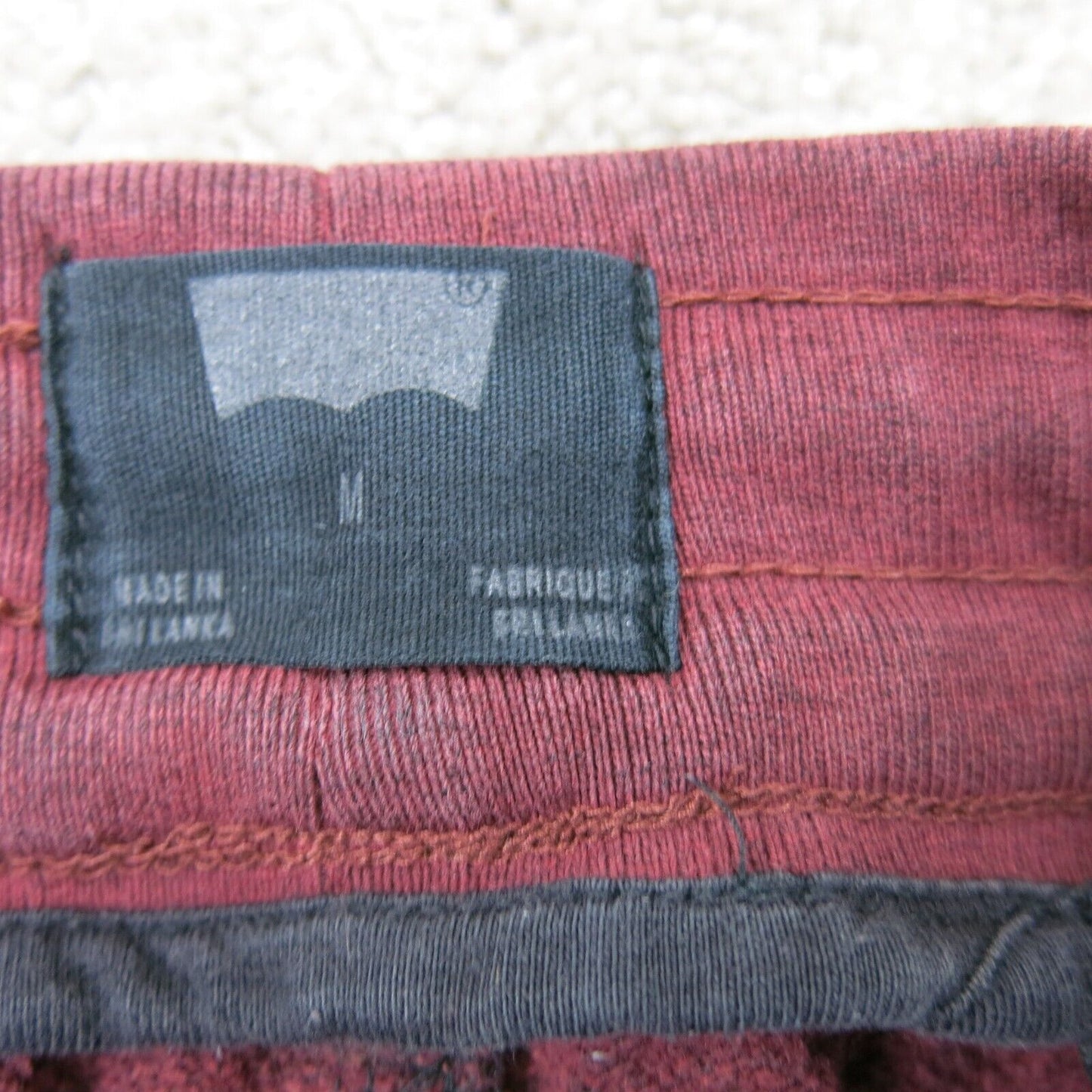 Levis Mens Pant Jogger Drawstring Waist Mid Rise Pockets Maroon Size Medium