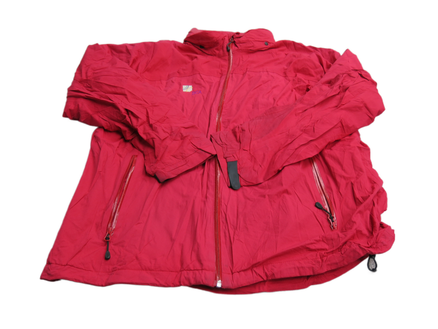 Lands End Mens Windbreaker Jacket Full Zip Up Long Sleeves Mock Neck Red Size XL