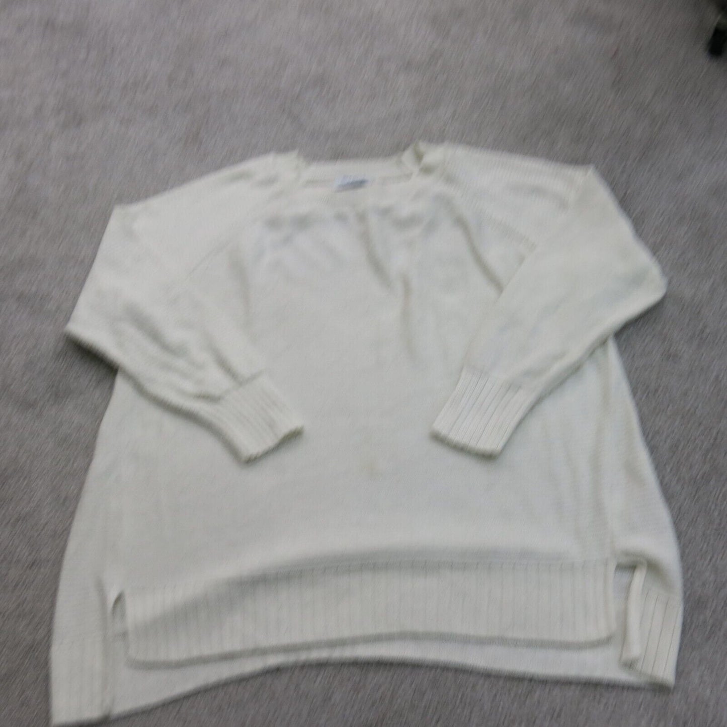 Old Navy Womens Knitted Sweater Crew Neck Long Sleeves Side Slit White Size XXL