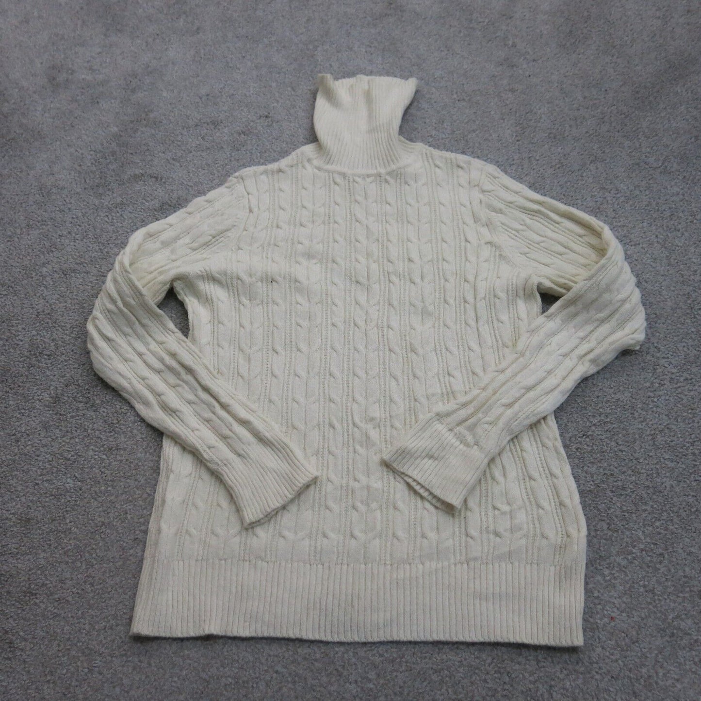 St Johns Bay Womens Pullover Sweater High Neck Long Sleeves Ivory Size Large