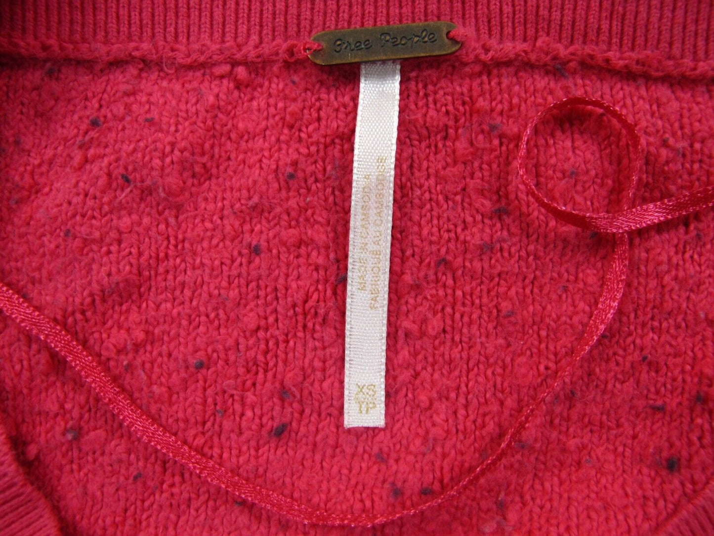 Free People Womens Pullover Knitted Sweater Long Sleeves Red Size Petite XS