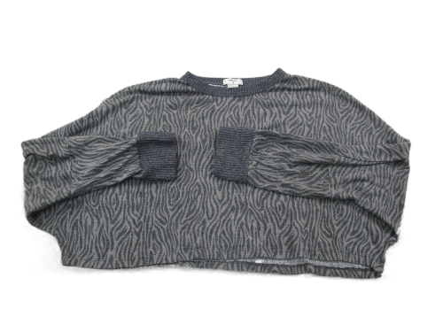 Forever 21 Womens Pullover Sweater Long Sleeve Crew Neck Gray Black Size Medium