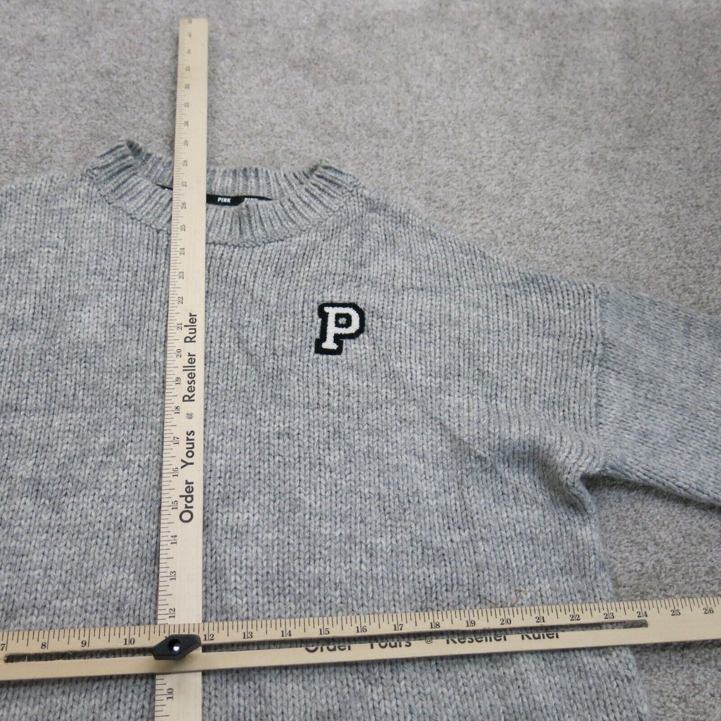 Pink Victoria Secret Women Knitted Sweater Long Sleeve Crew Neck Gray Size Large