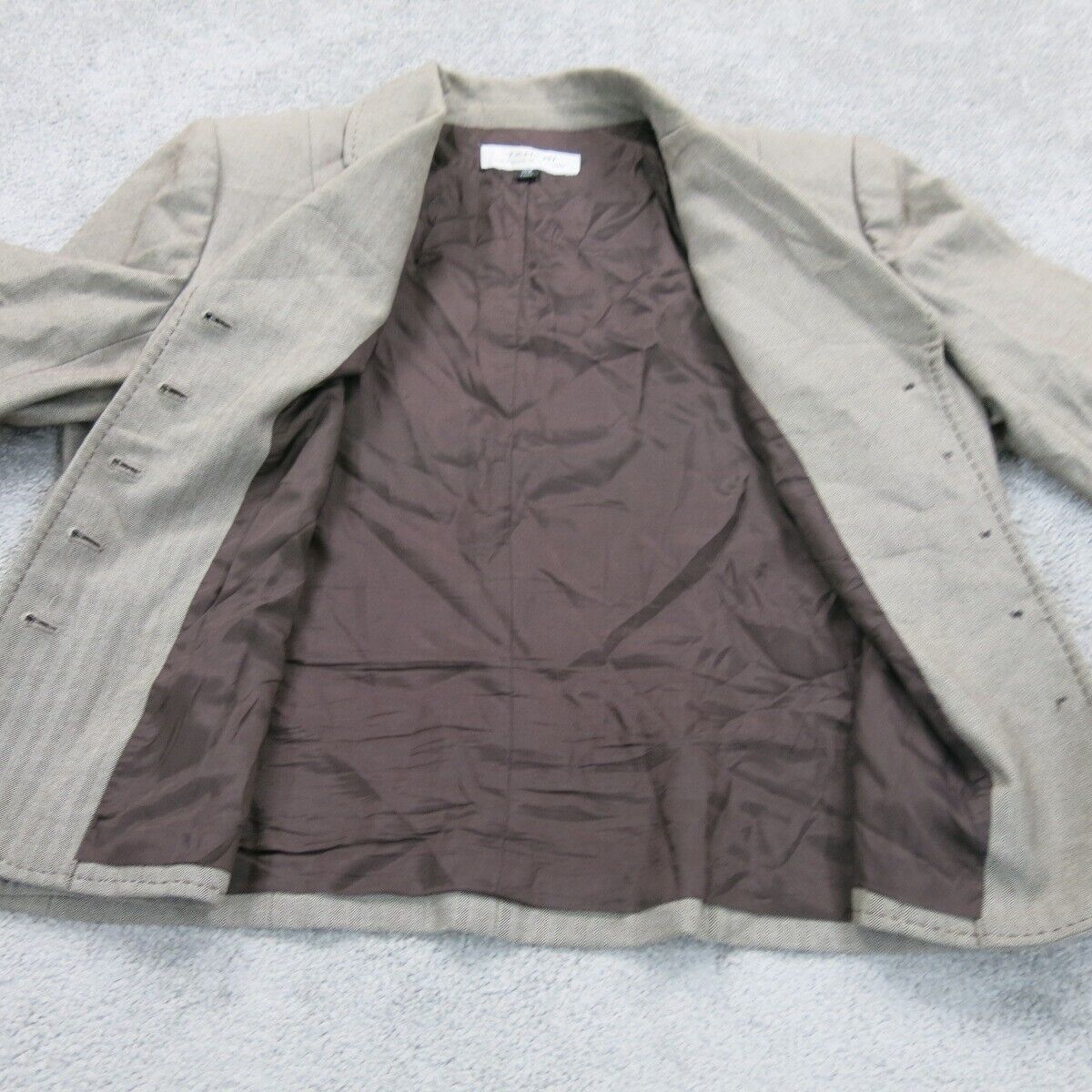Tahari Womens Blazer Coat Single Breasted Long Sleeve Pocket Gray Size 14W