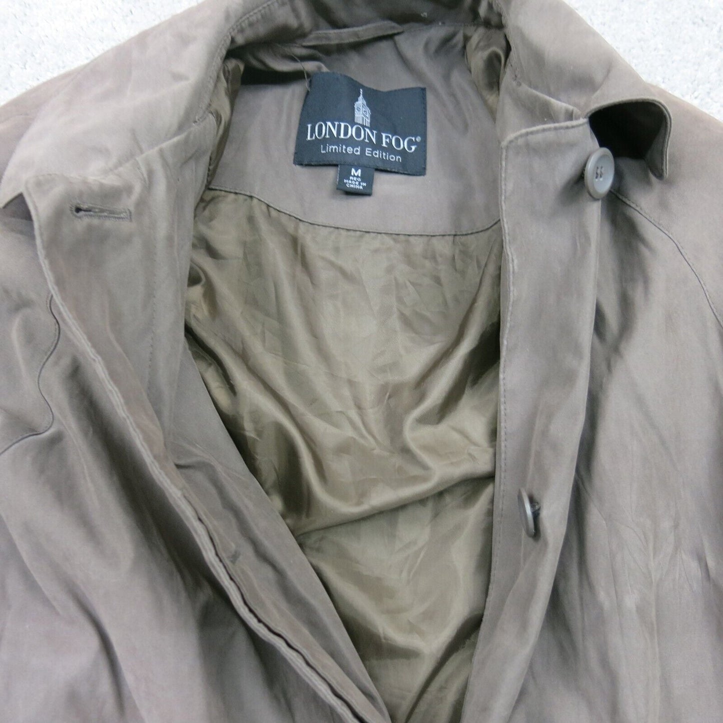 London Fog Womens Long Over Coat Long Sleeve Collared Brown Size Medium