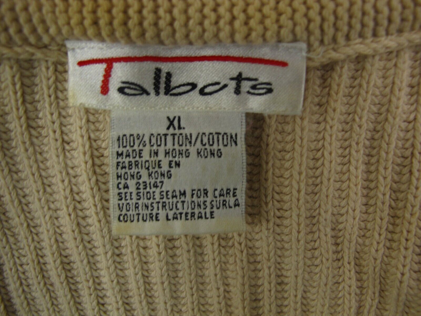 Talbots Womens Cardigan Sweater Knitted Long Sleeves Brown Size XL