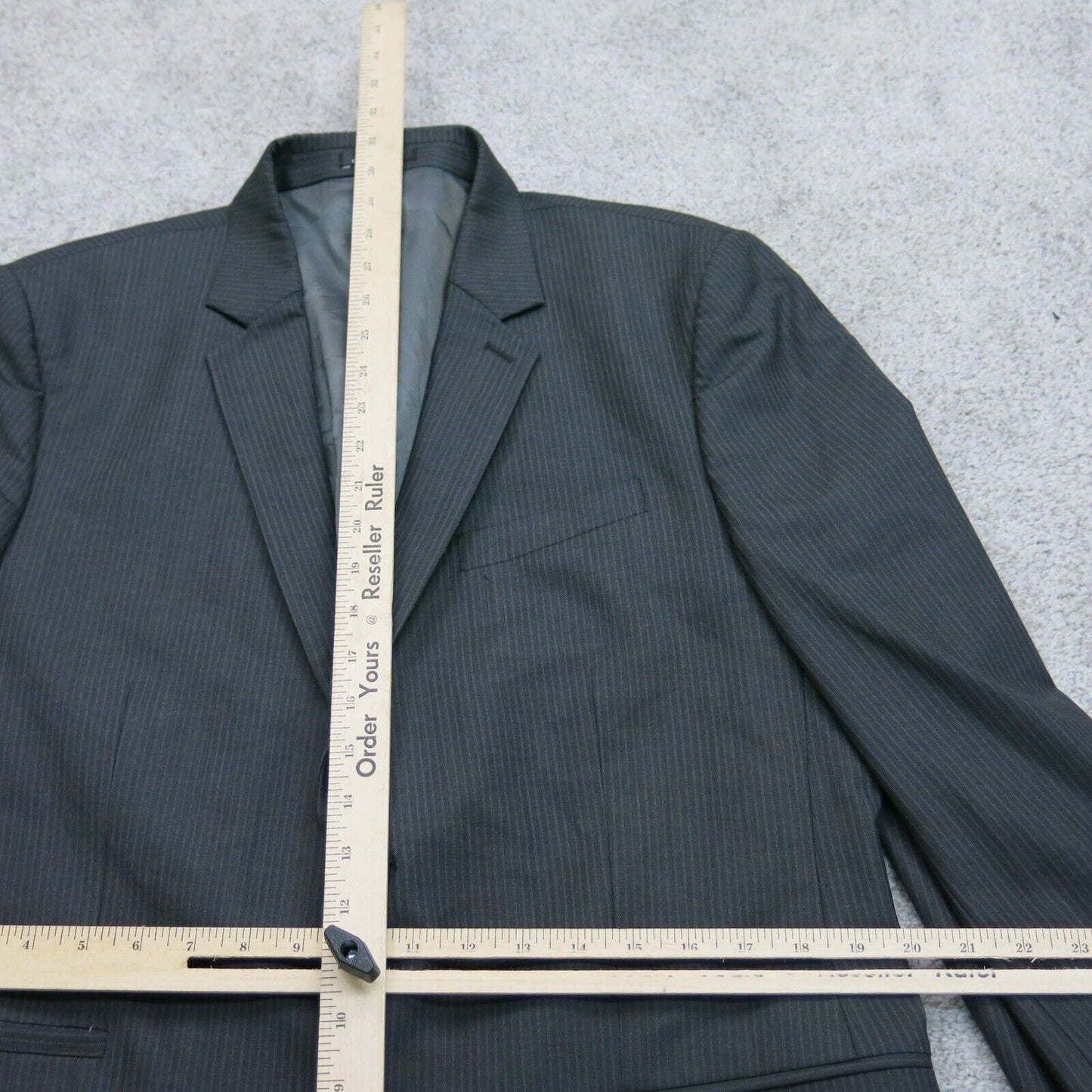 Express Mens Striped Blazer Coat Single Breasted Long Sleeves Black Size 42R