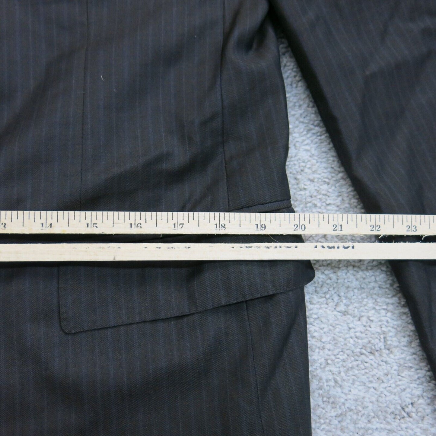 Vintage Mens Striped Blazer Coat Single Breasted Trofeo Silk Black Size 54L