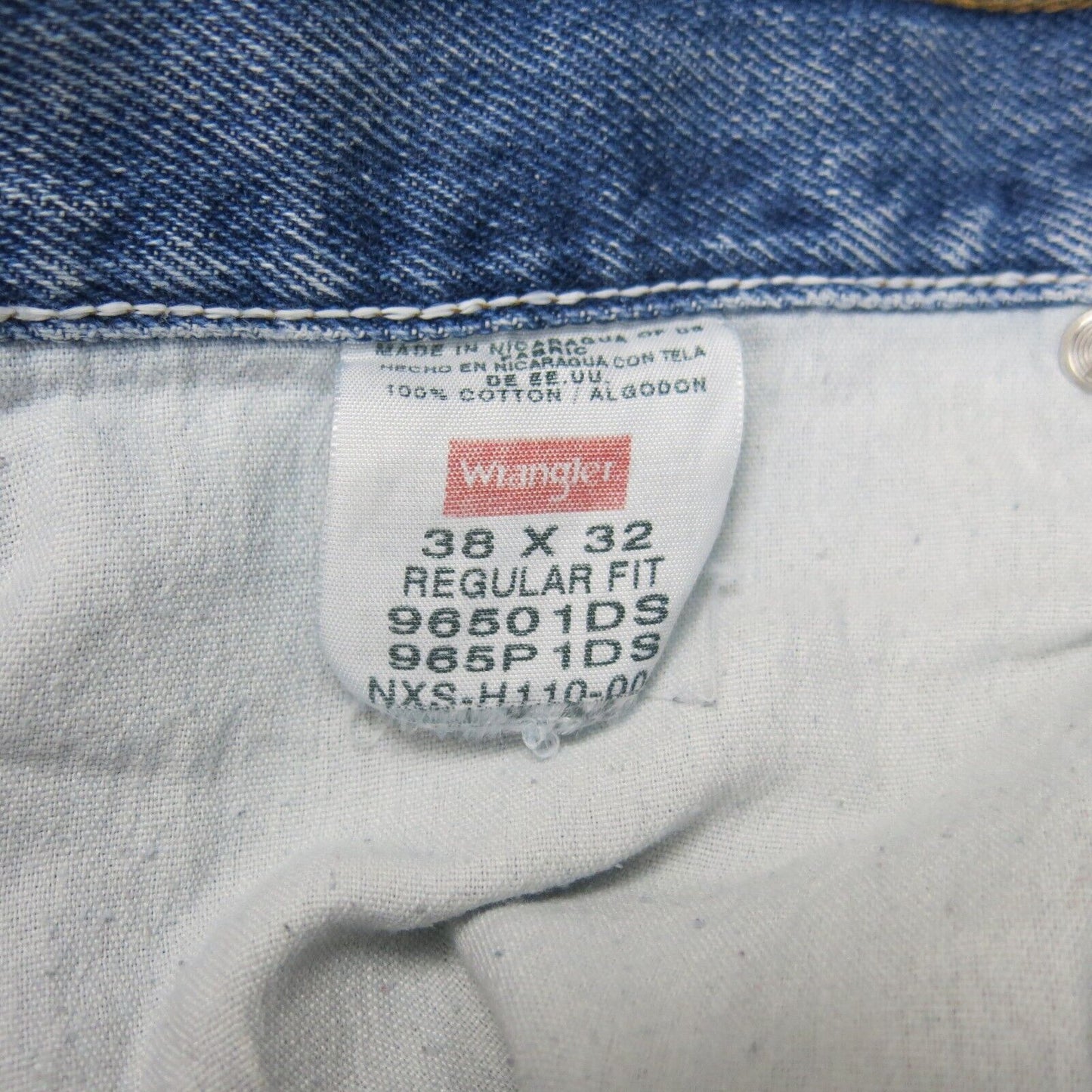 Wrangler Mens Jeans Straight Leg Stretch Regular Fit High Rise Blue Size W38xL32