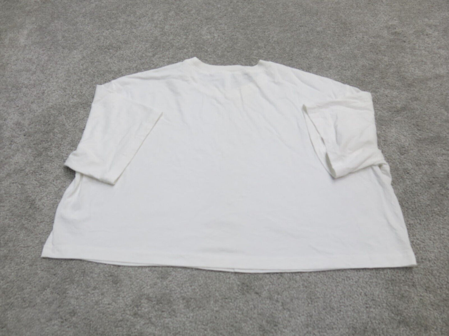 Divided by H&M Womens Cropped Blouse Top Short Sleeves Crew Neck White SZ Medium