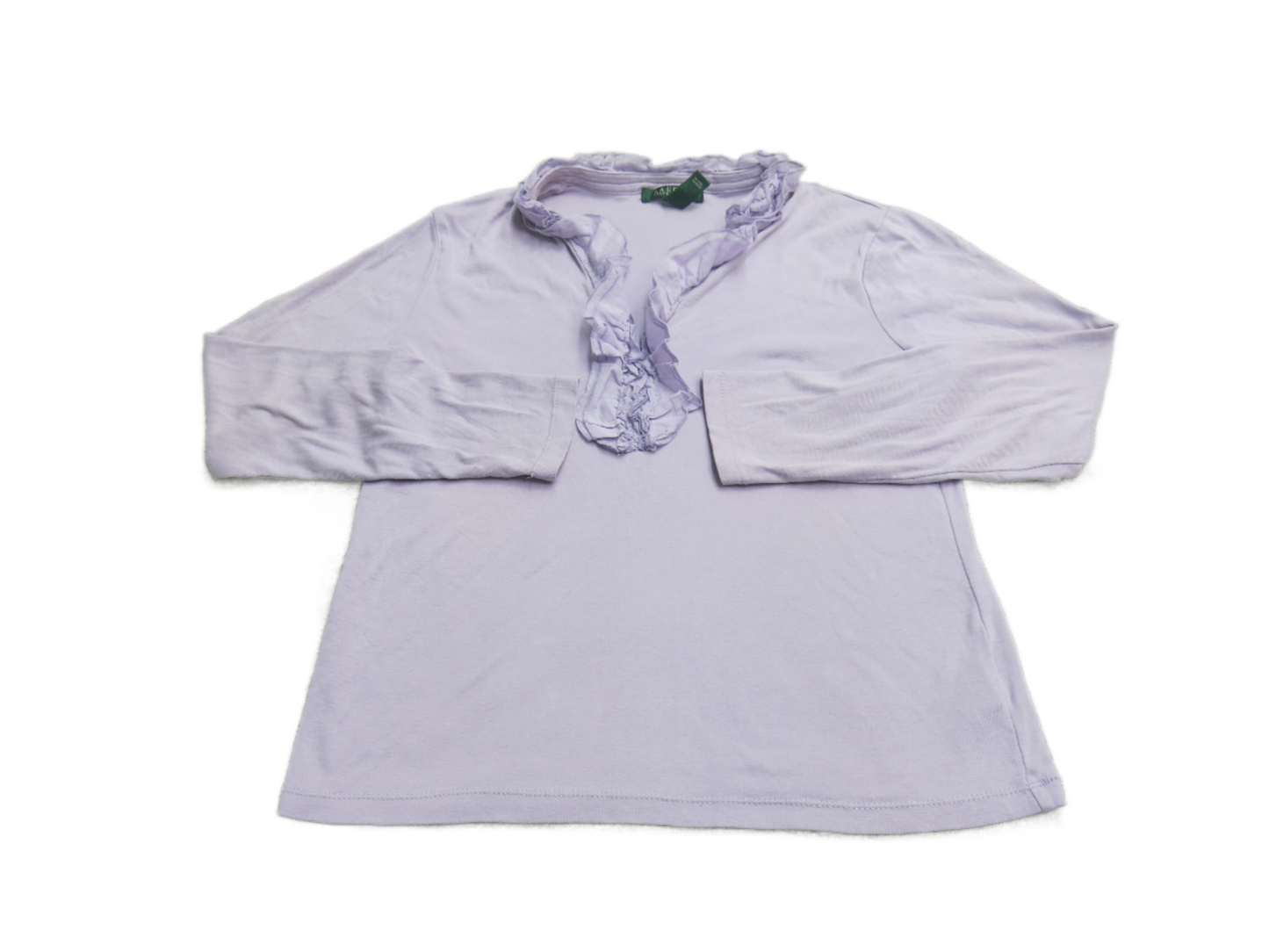 Ralph Lauren Womens Blouse Top Ruffle Neck 100% Cotton Light Purple Size Medium