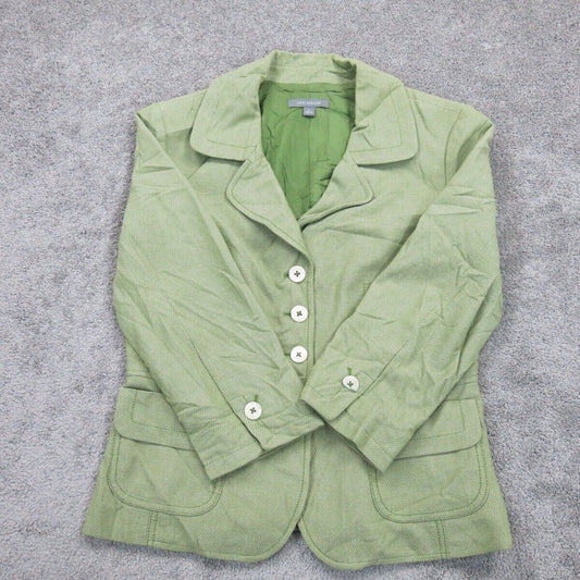 Ann Taylor Women Blazer Coat Single Breasted Long Sleeve Pocket Light Green SZ 8