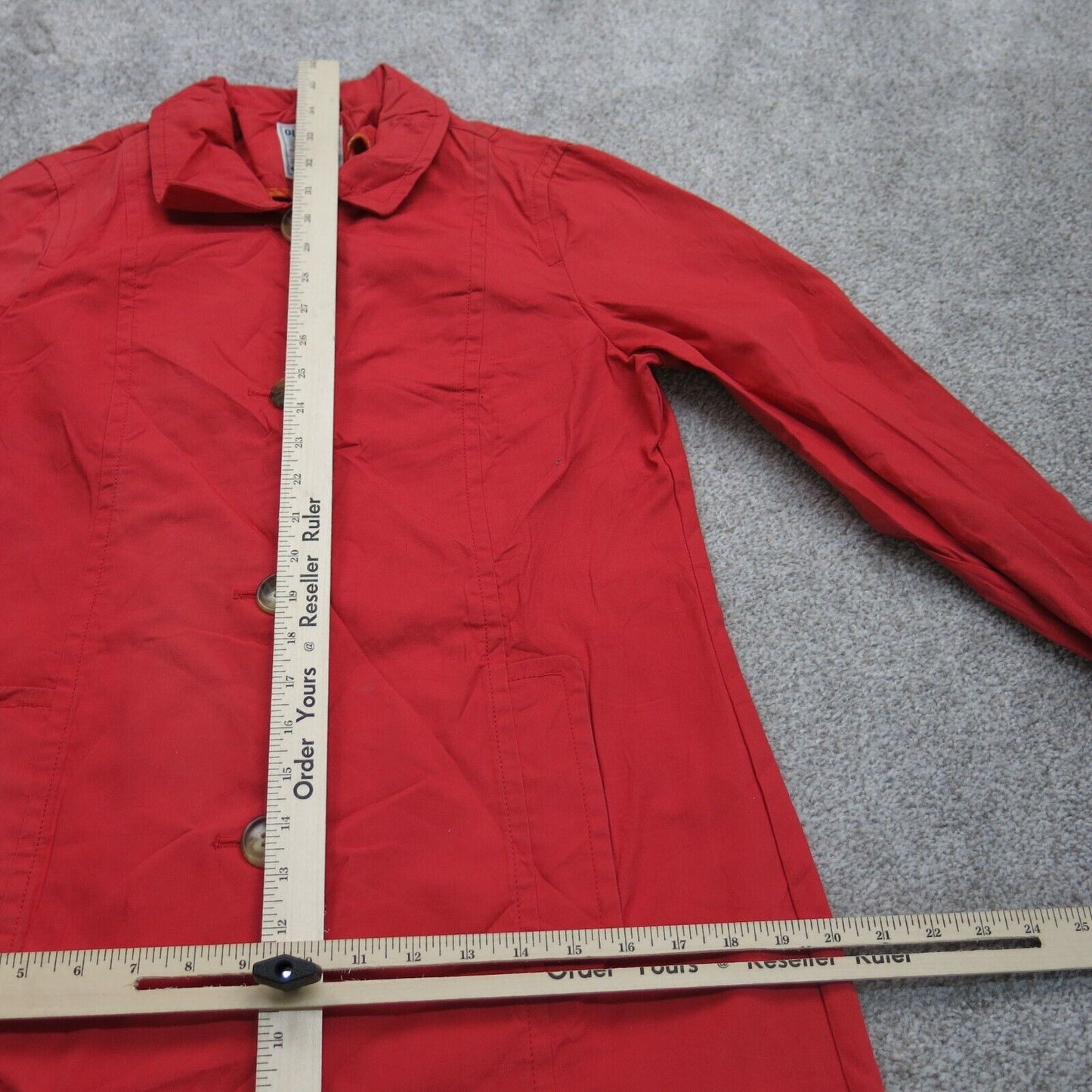Old Navy Women Trench Coat Long Sleeve Pocket 100% Cotton Red Size Medium