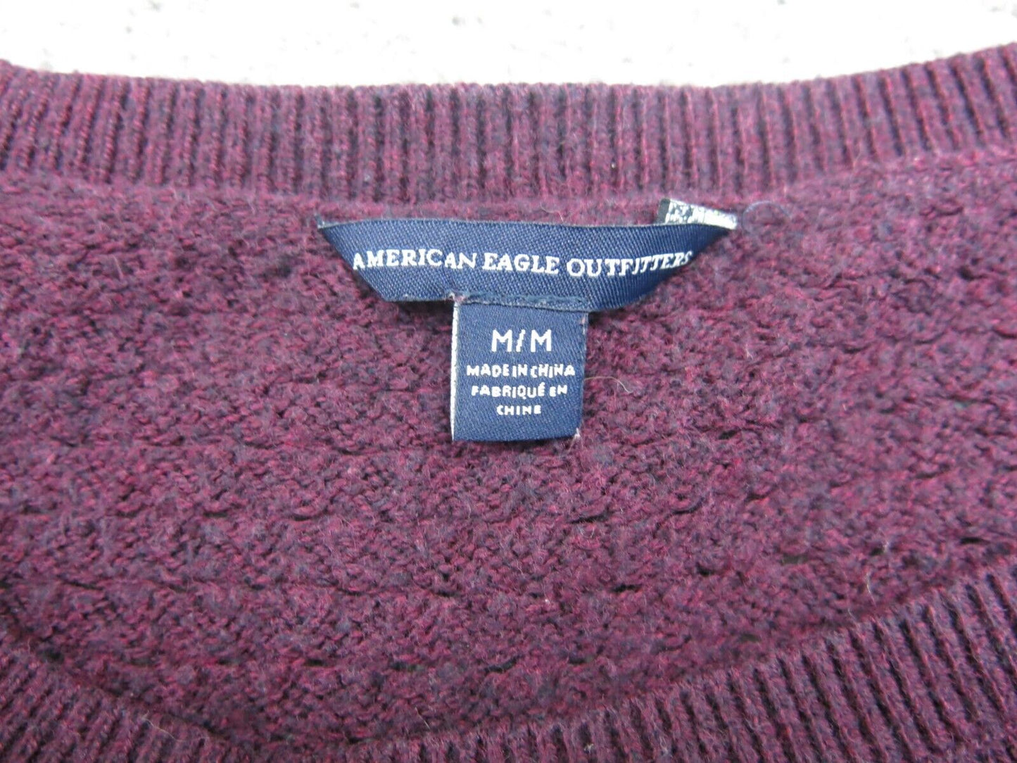 American Eagle Womens Sweater Knitted Round Neck Long Sleeves Maroon Size Medium