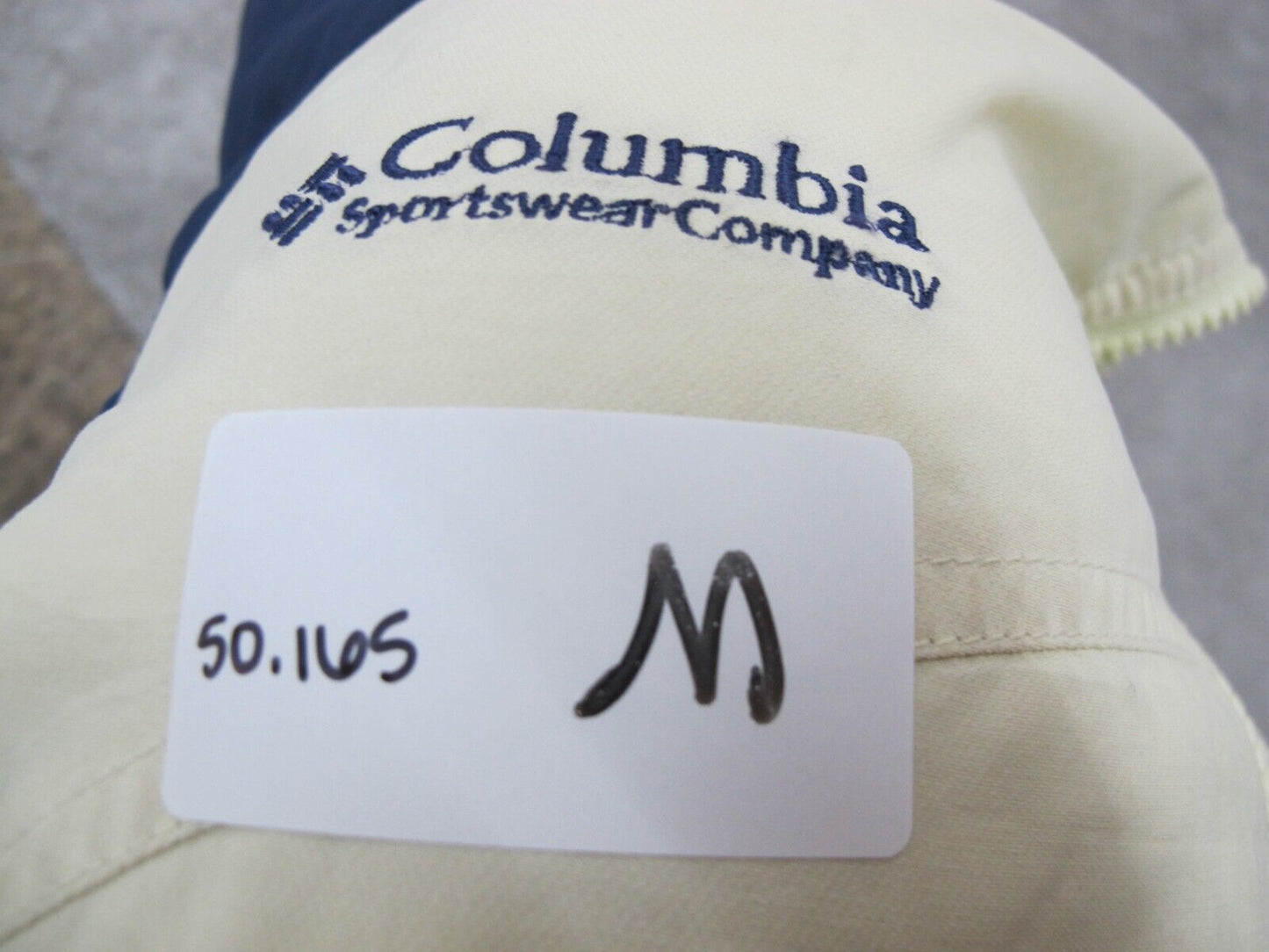 Columbia Women Windbreaker Hooded Jacket Full Zip Up Long Sleeve Ivory Blue SZ L