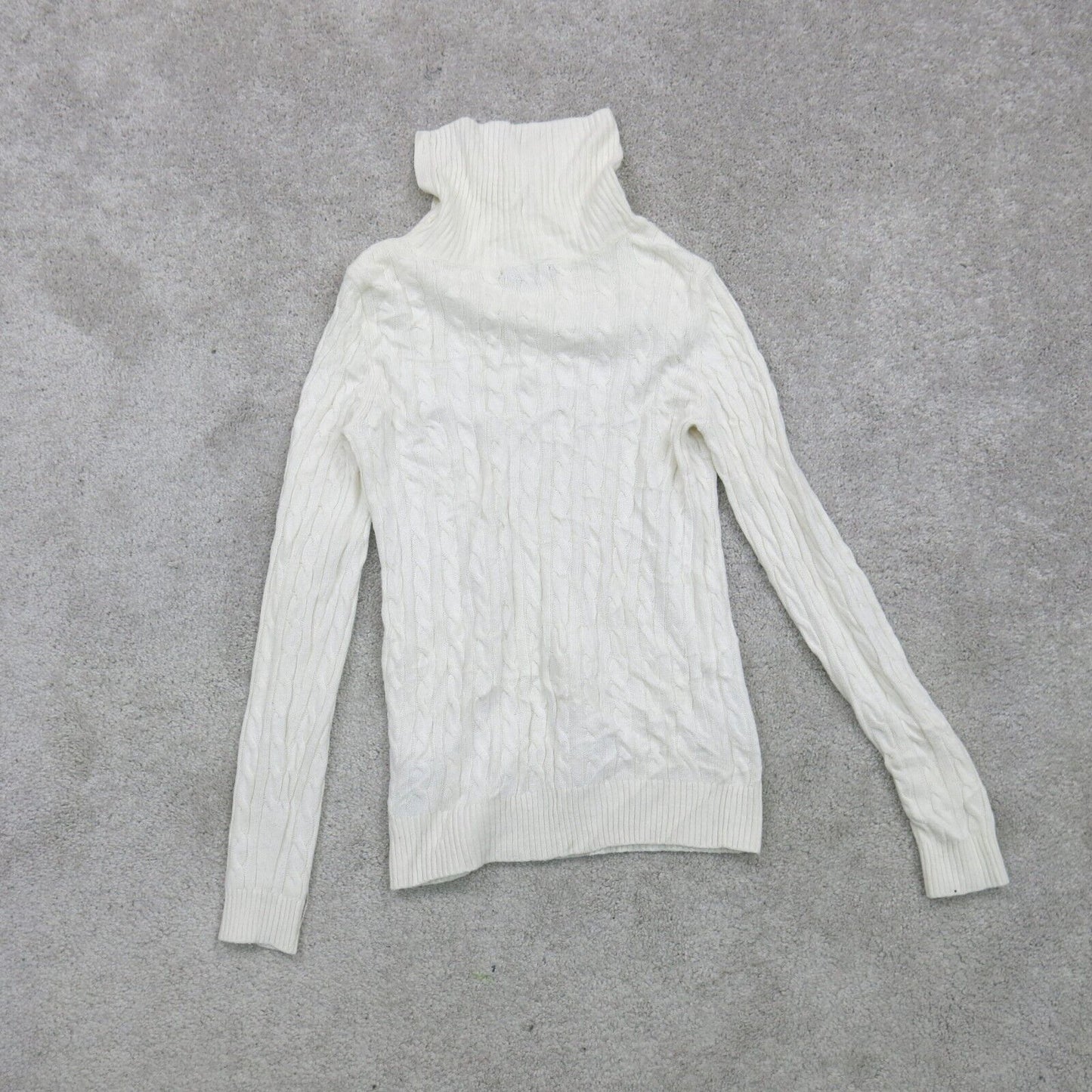 Tommy Hilfiger Womens Pullover Sweater High Neck Shoulder Button White SZ Medium