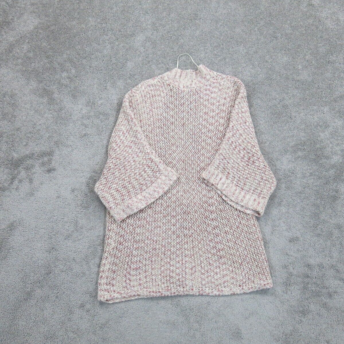 Ann Taylor Women Cardigan Sweater Knitted Open Front Long Sleeves White Red SZ S