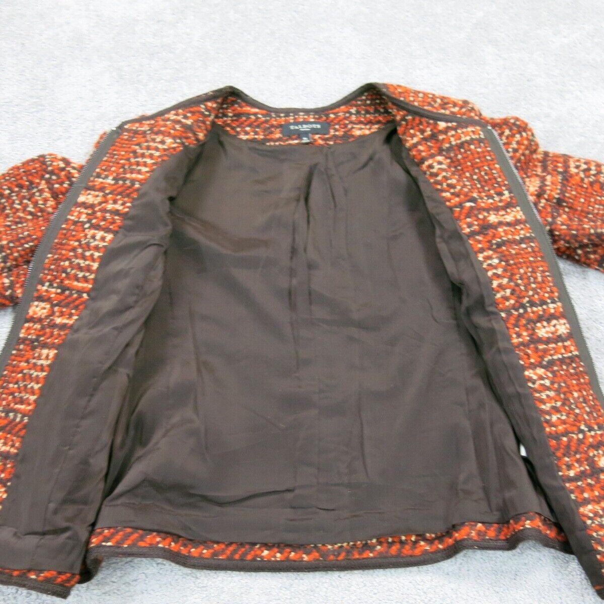 Talbots Women Jacket Full Zip Jacket Crew Neck Long Sleeves Pockets Red Orange 8