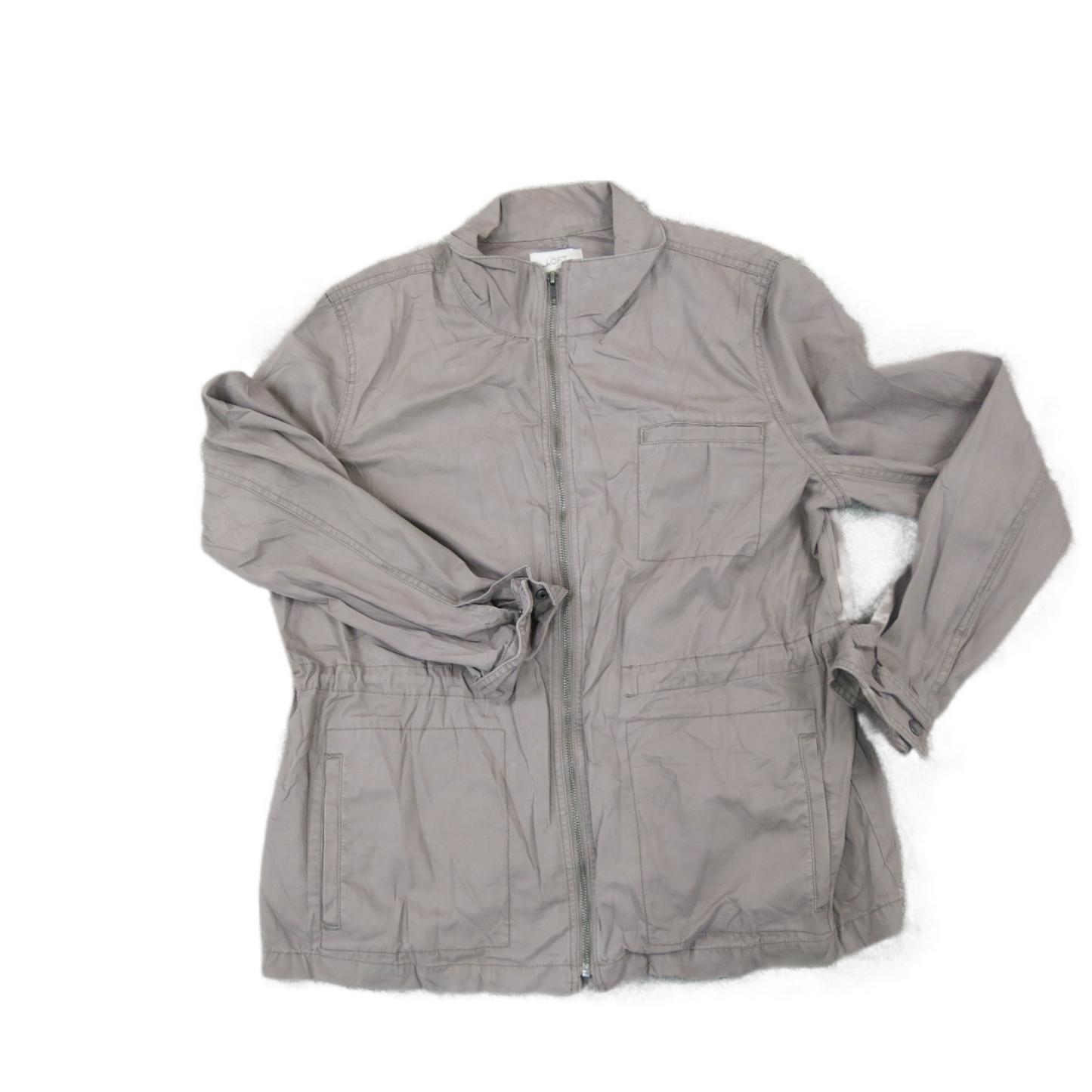 LOFT ANN Taylor Womens Full Zip Coat Jacket Long Sleeves Pockets Gray Size XL