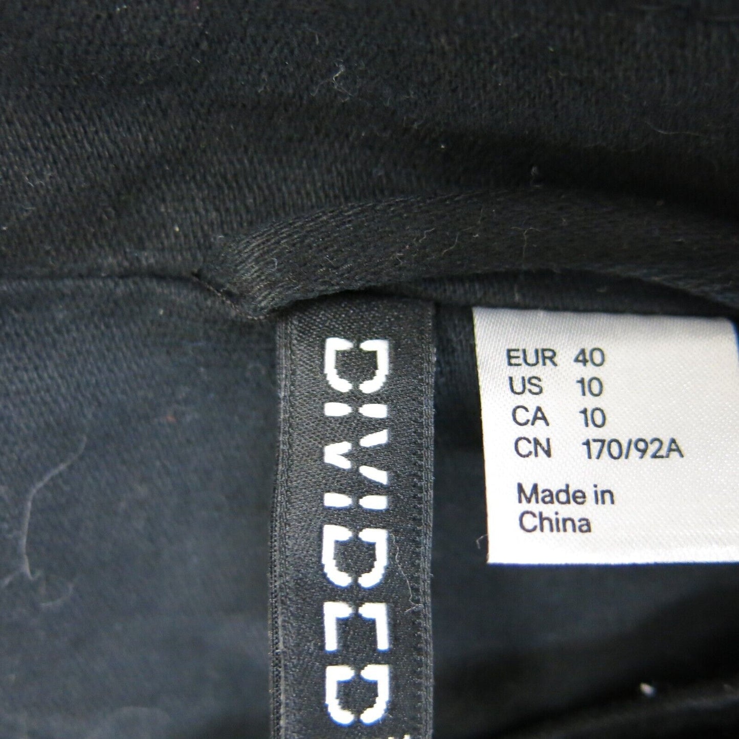 Divided By H&M Womens Pea Coat Double Breasted Pockets Solid Black Size 10