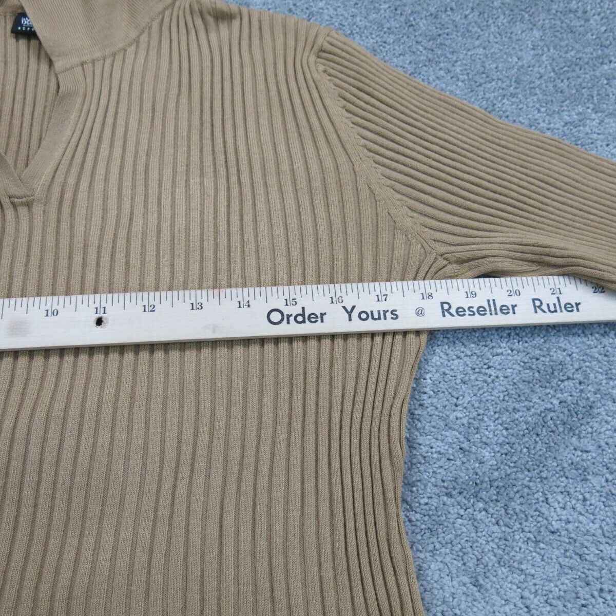 Mossimo Mens Sweater Knitted Long Sleeve Collared Neck Light Brown Size X Large