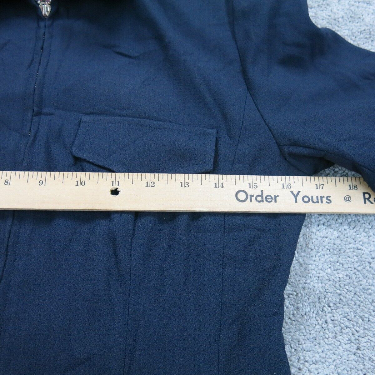 Ann Taylor Womens Blouson Jacket Full Zip Up Chest Pockets Blue Size 2