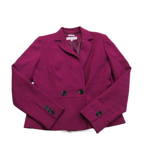 Calvin Klein Womens Double Breasted Coat Stretch Long Sleeves Maroon Size 2