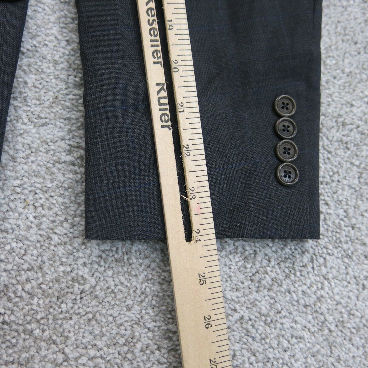 Tommy Hillyer Mens Blazer Coat Single Breasted Pockets Solid Black Size 42 Large
