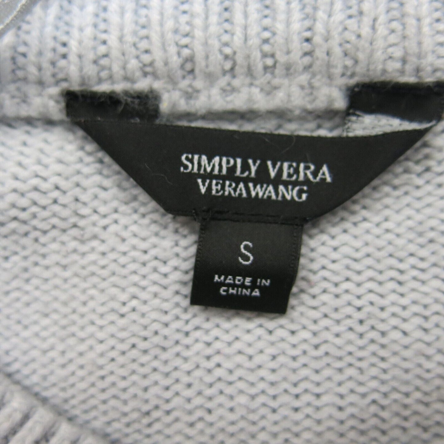 Simply Vera Vera Wang Womens Pullover Sweater Crew Neck White Blue Size Small