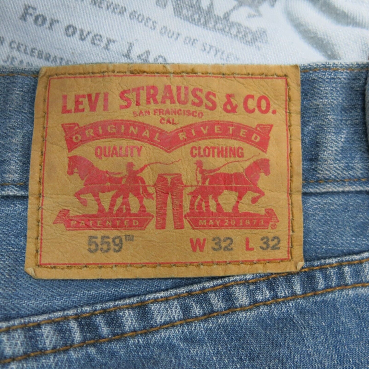 Levis 559 Mens Jeans Straight Leg Straight Denim Low Rise Pocket Blue SZ W32XL32
