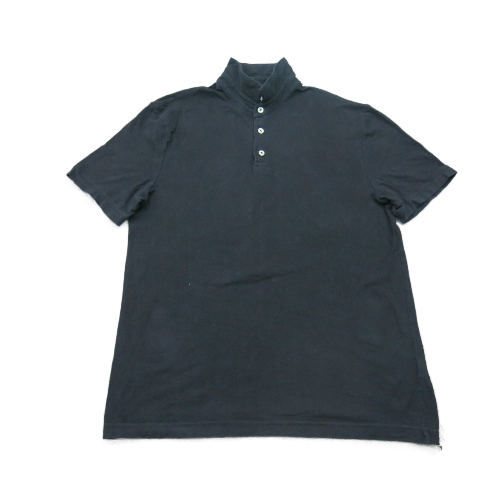 H&M Mens Polo Shirt Short Sleeves Collar Button Slim Fit Black Size Medium