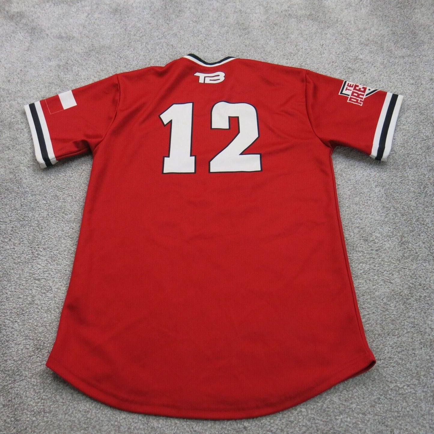 New Balance Mens Sports Jersey Shirt V Neck Short Sleeves Test #12 Red SZ Small