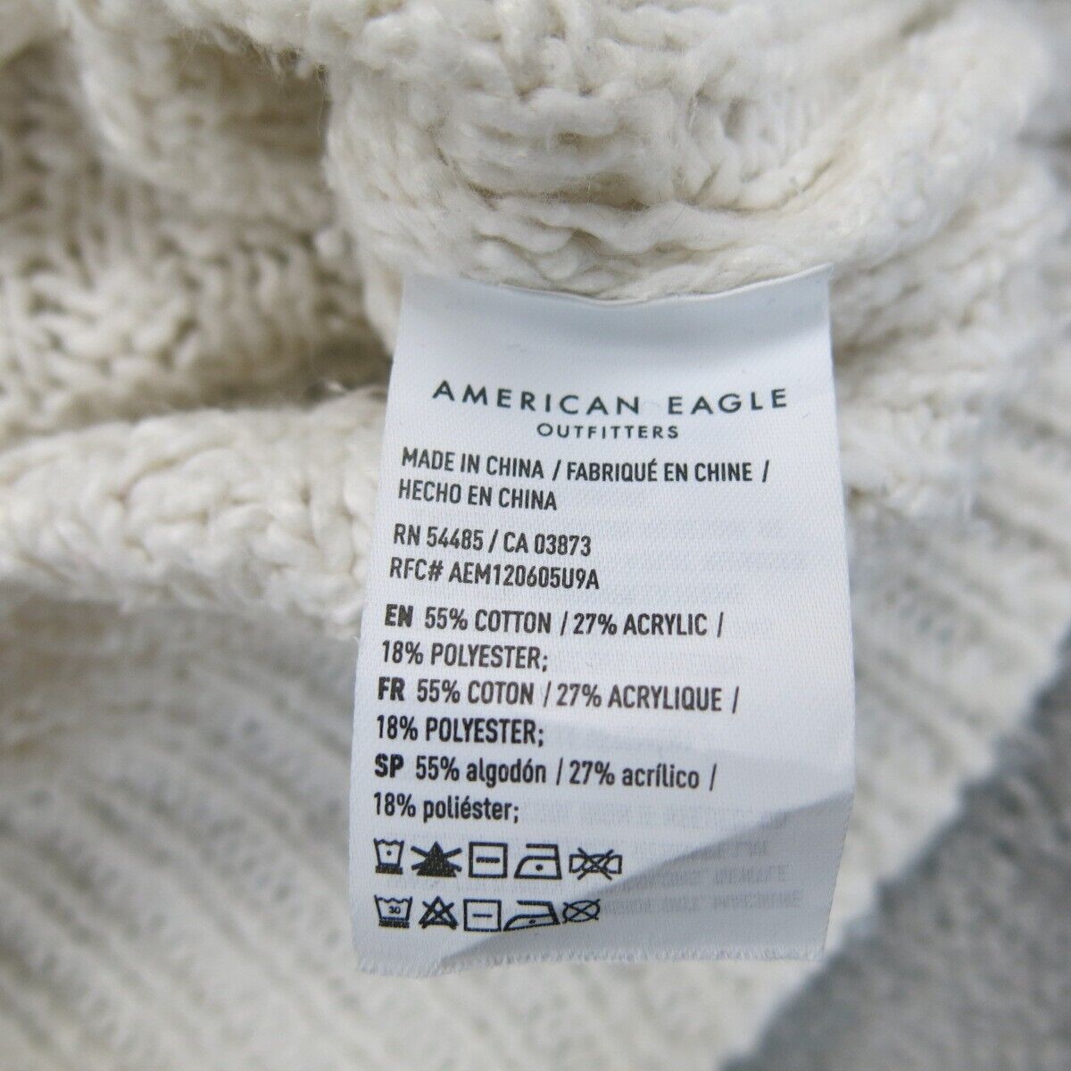 American Eagle Outfitter Womens Pullover Sweater Long Sleeves White Size Large