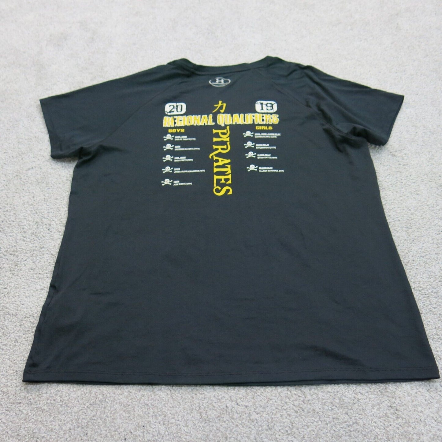 Under Armour Mens Crew Neck T-Shirt Pirates Lytle Loose Heatgear Black Size 2XL