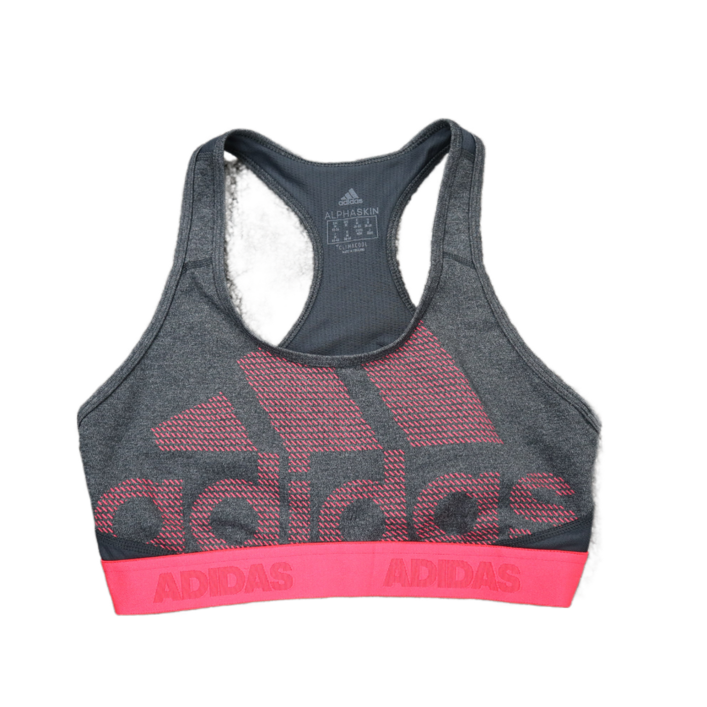 Adidas Womens Sports Bra Alpha Skin Climacool Logo Charcoal Black Size Medium