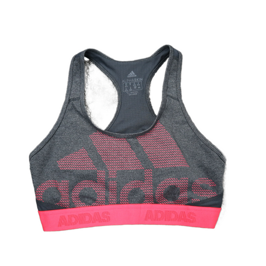Adidas Womens Sports Bra Alpha Skin Climacool Logo Charcoal Black Size Medium