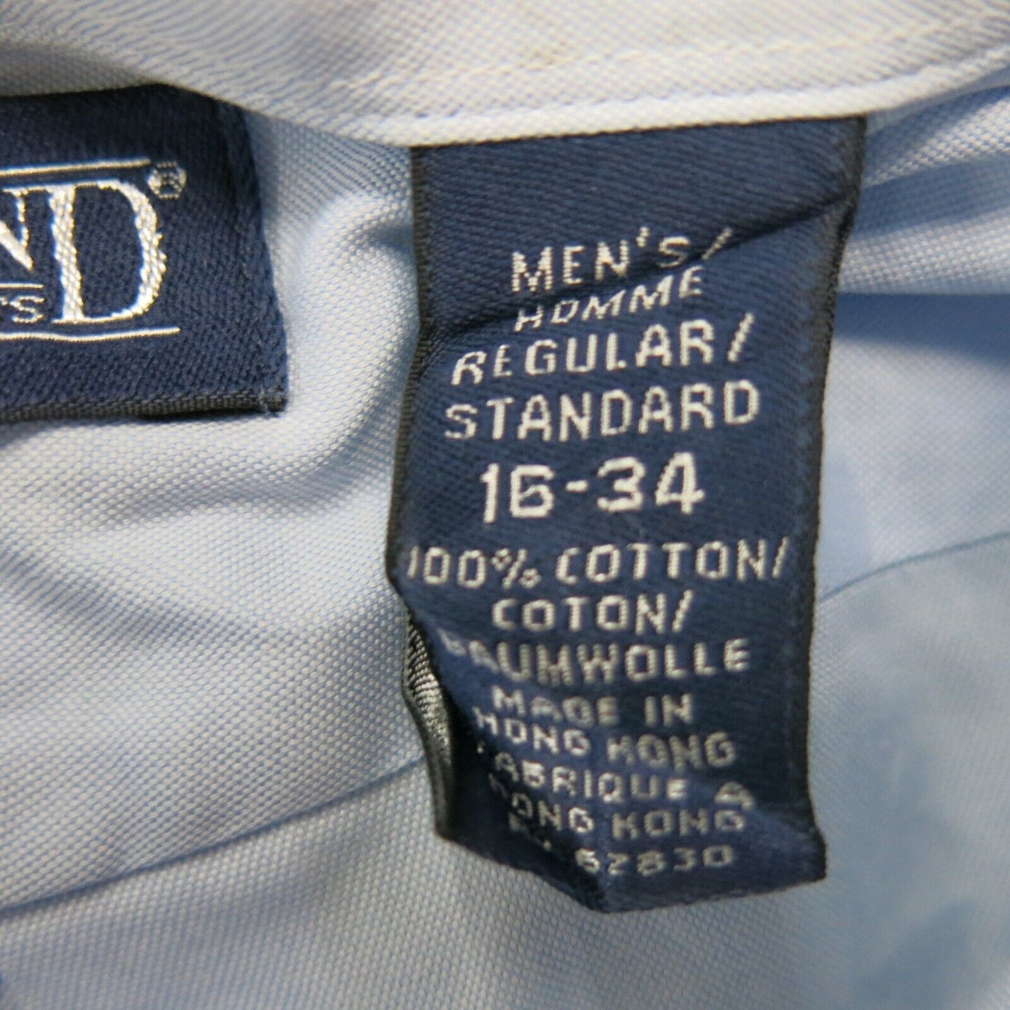 Lands End Men Shirt Button Down Long Sleeve 100% Cotton Light Blue Size 16-34