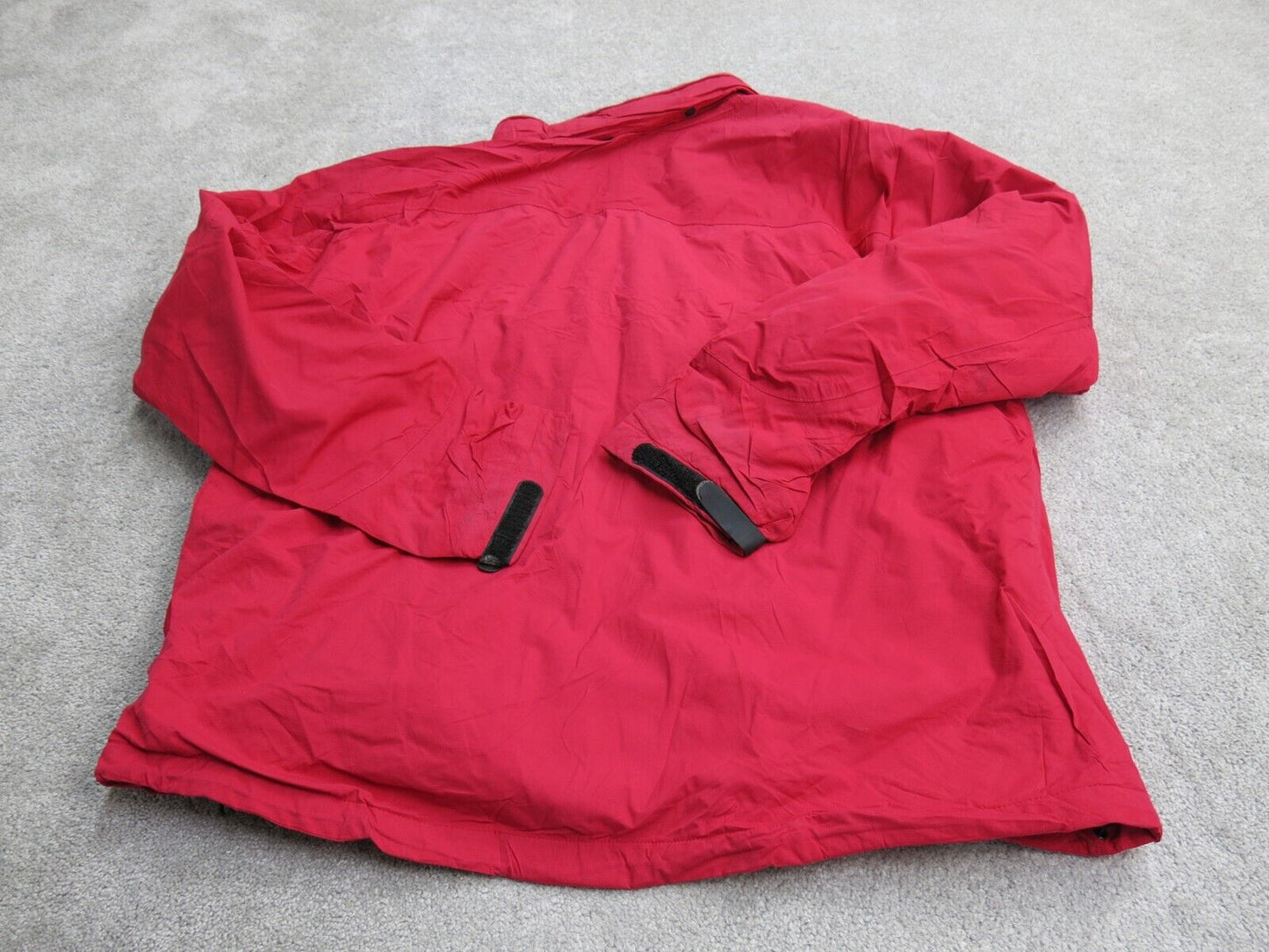 Lands End Mens Windbreaker Jacket Full Zip Up Long Sleeves Mock Neck Red Size XL
