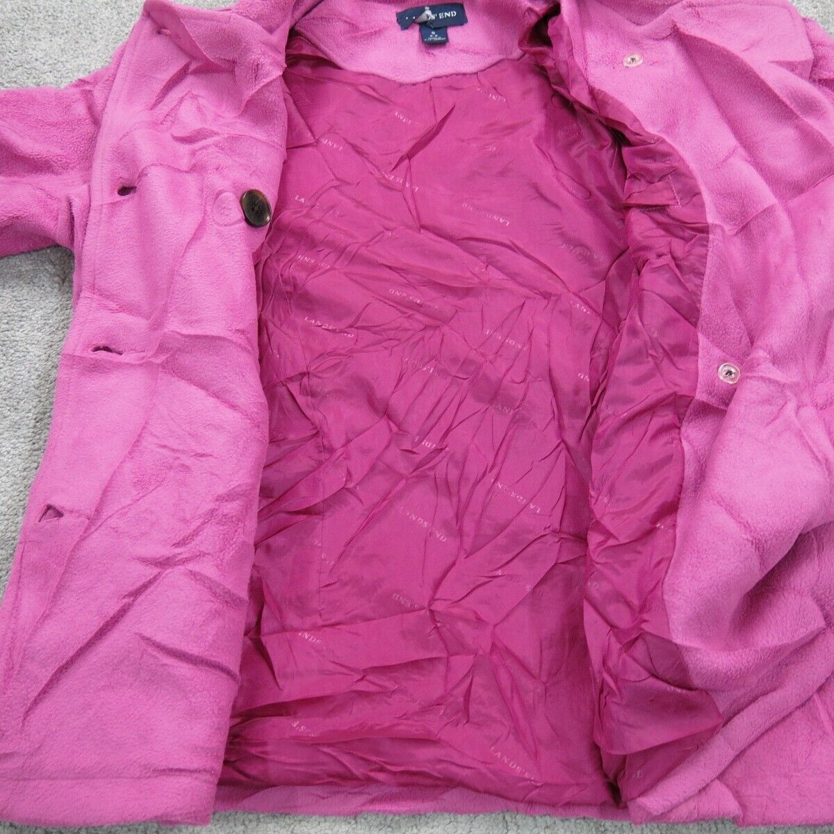 Lands End Womens Pea Coat Double Breasted Long Sleeve Pockets Pink Size Small