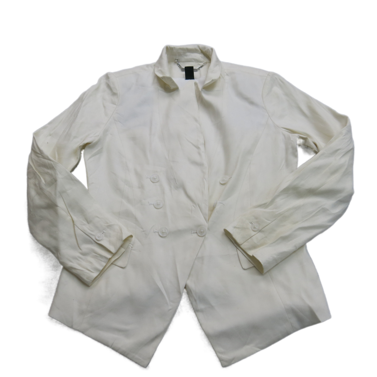 White House Black Market Womens Blazer Coat Long Sleeve Hi Low Ivory Size 8