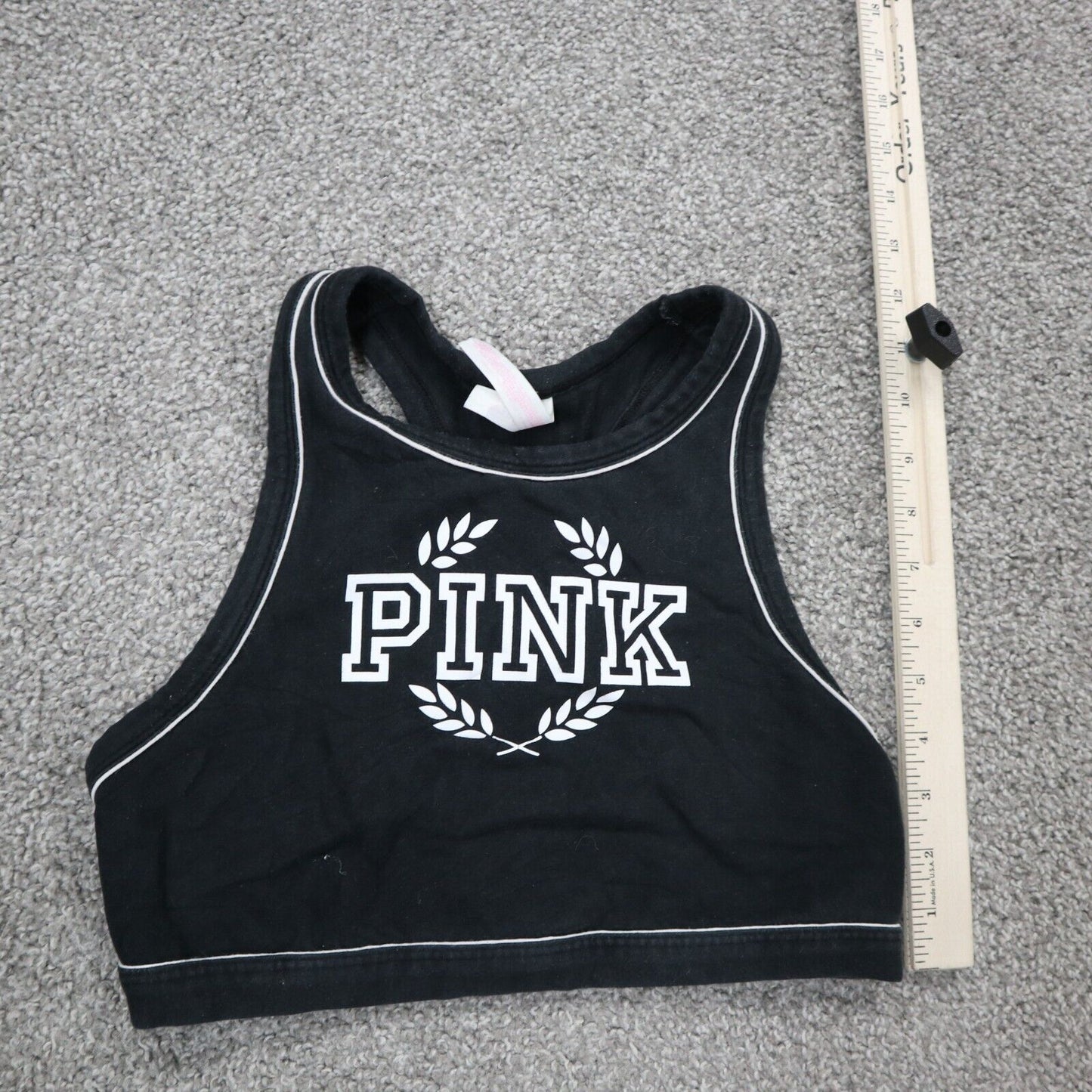 Pink Victoria Secret Women Activewear Sports Bra 100% Cotton Black Size Medium