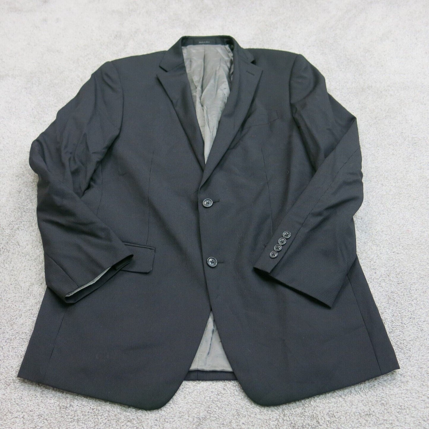 Calvin Klein Men Blazer Jacket 100% Cotton Long Sleeve 2 Button Black Size 40L